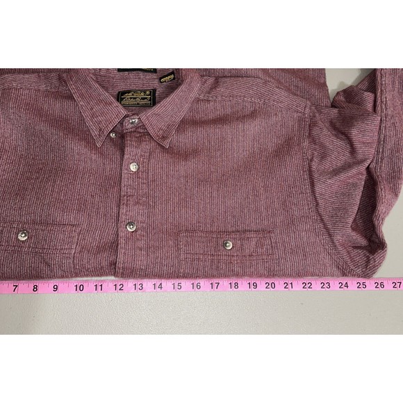 Eddie Bauer Sonoma Heathers Button Down Shirt Men XL Tall Red Flannel 100 Cotton - Picture 5 of 7